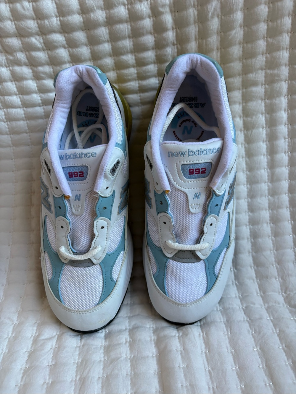 New Balance 992 W992BW Made in USA White Sky Blue Women’s 9 2A NWT
